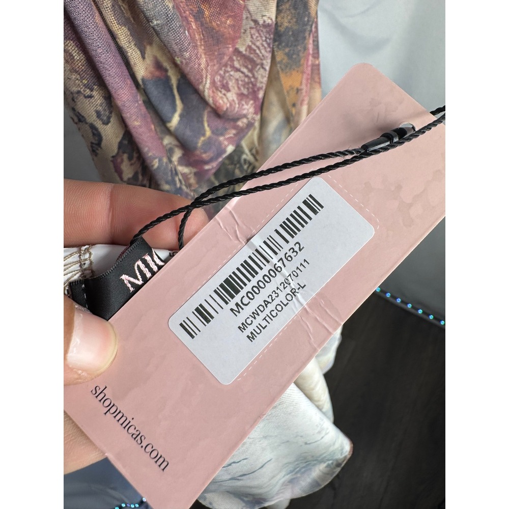 Vintage Mesh Maxi Dress Leopard Floral Script Print Ruffle Trim Bodycon Brown - Picture 12 of 13